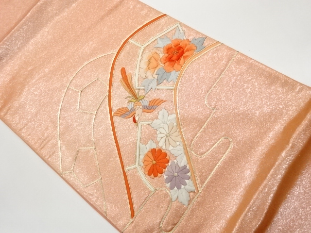 JAPANESE FUKURO OBI / EMBROIDERY / KIKU